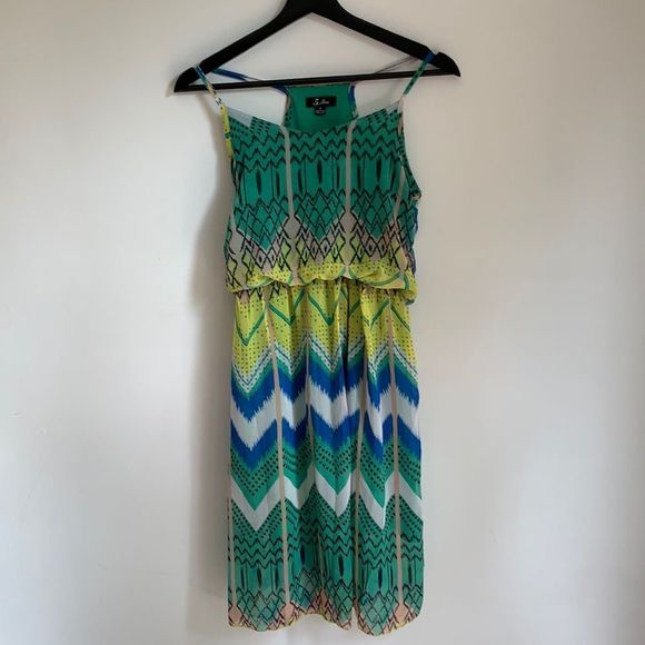 🌈 3/$20 5th & Love pattern boho blues flowy dress - Picture 3 of 9